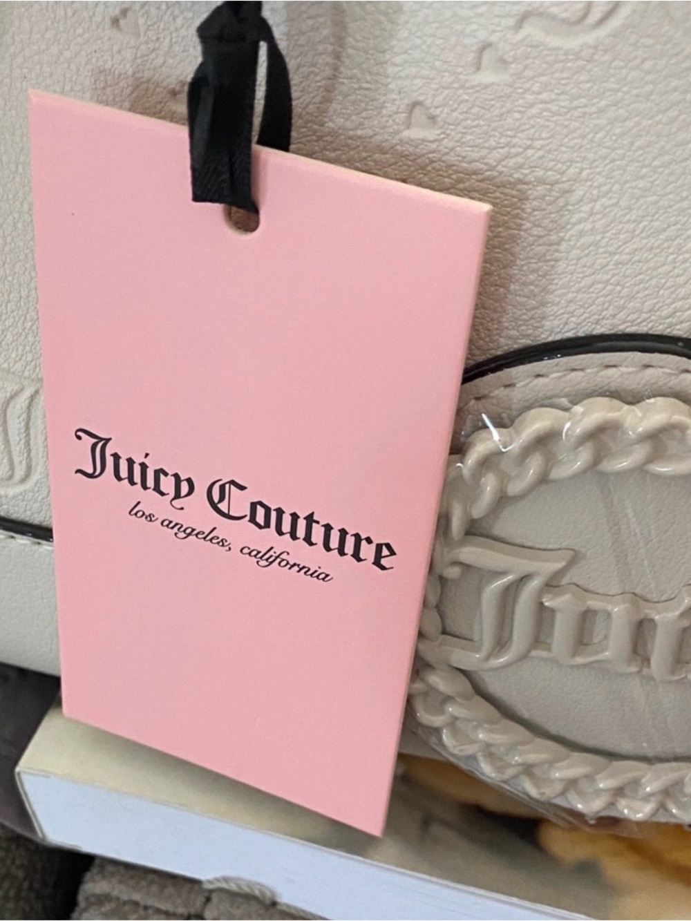 Juicy Couture Cream Embossed Dome Satchel-NWT Retail $89 - Picture 2 of 8